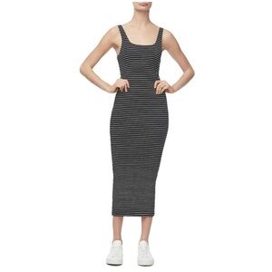 Good American Bodycon Midi Striped Black and White Dress